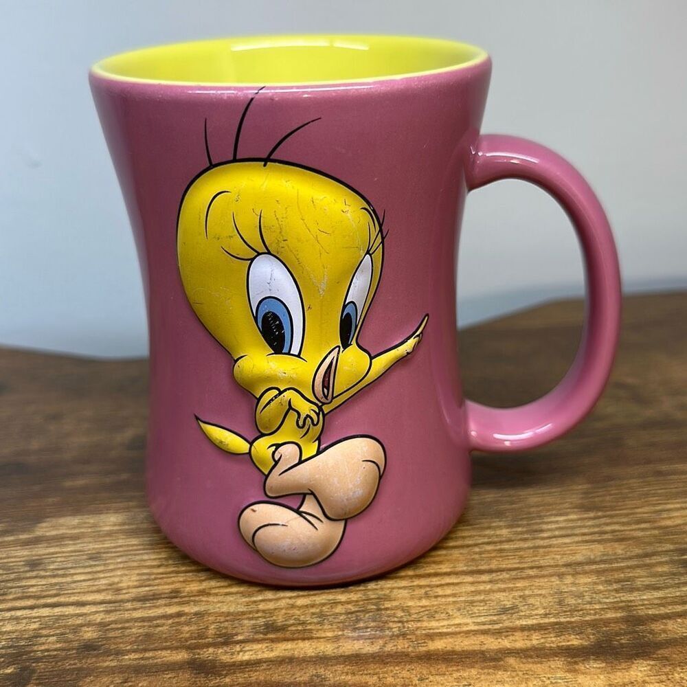 Vintage‎ 2005 Looney Tunes Tweety Bird 3D Cup Mug Pink Xpres Warner Bros.